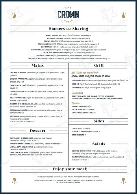crown hotel lutwyche menu.